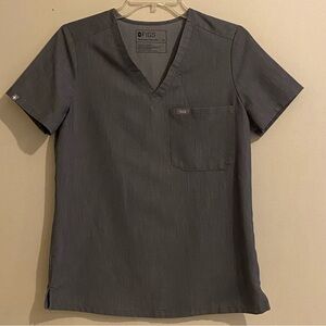 Figs Scrub Top Shirt Womens XS Technical Collection Gray Pockets Logo Medical
